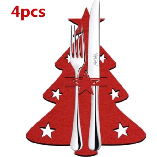 4PCS Christmas Tree Cutlery Bag Unique Exquisite Cutlery Holder Organizer Christmas Table Knife Fork Holder Party Decoration
