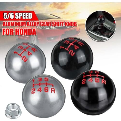 5/6 Speed Manual Transmission Car Gear Shift Knob Ball M10x1.5 Thread Shifter Lever Handle For Honda for Civic City CRV Aluminum