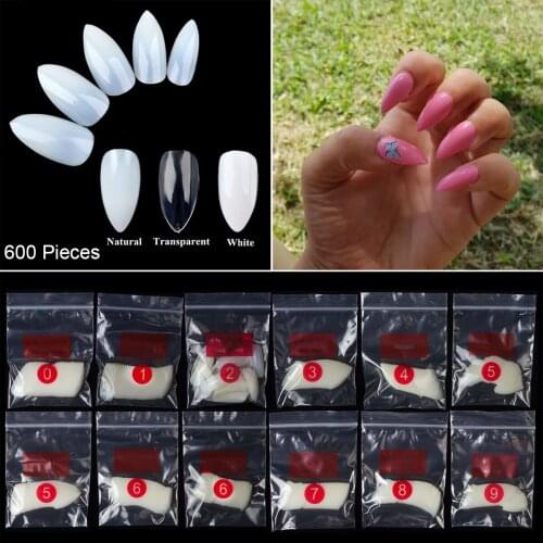 500 Pieces/Pack Long Ballerina False Nail Tips 10 Sizes Acrylic Nails Coffin Full Cover Nail DIY Nail Extension