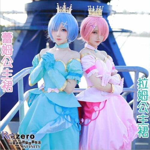 Anime Re:Life In A Different World From Zero RAM&REM Princess Lolita Dress Uniform Cosplay Costume Halloween Women Free Shipping