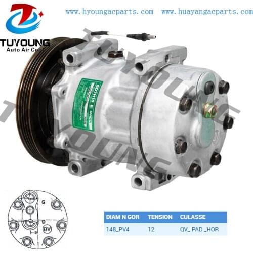 SD7H15 Auto a/c air compressor for Renault Safraine 2.0 3.0 R134A 7700871663 148mm 4pk 12v