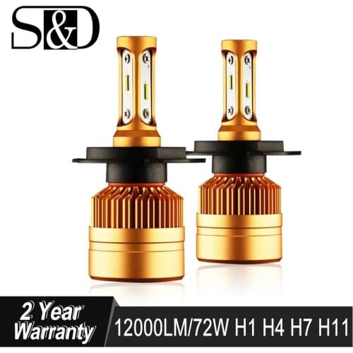S&D Car Headlight H4 H7 LED H8 H11 HB3 9005 HB4 9006 H1 H3 H27 880 881 Auto Bulbs with 1515 Chips 12000lm Light Lamp 6000K 12V