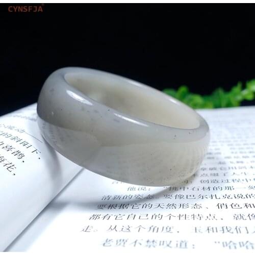CYNSFJA New Real Rare Certified Natural Hetian Jade Nephrite Lucky Amulet Jade Bracelet Bangle 58mm High Quality Birthday Gifts