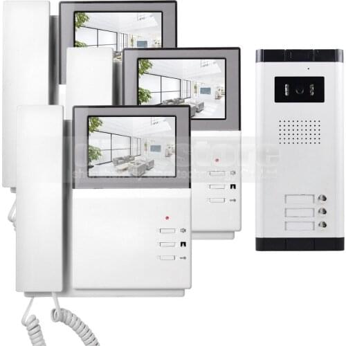 DIYSECUR 4.3" HD Apartment Video Door Phone Video Intercom Doorbell System 700 TVLine IR Camera Touch Key for 3 Families