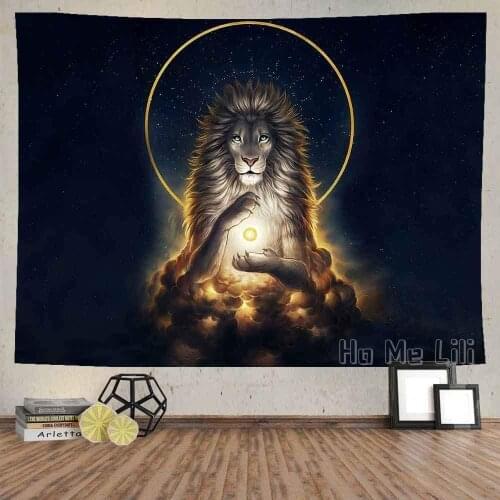 Fantacy Lion Tapestry Starry Chakra Meditation Zen Living Room Bedroom Decoration Background Cloth