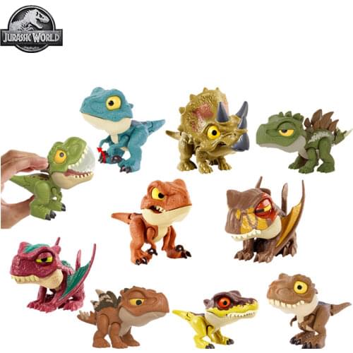 Jurassic World The 6th Set Snap Squad Tyrannosaurus Rex Velociraptor Blue Collectible Dinosaur Action Figure Toys for Kids GGN26
