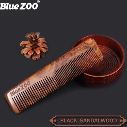 Blue Zoo Black Gold Sandalwood Men Care Comb Anti-Static Head Massage Hair Care Free Leather Bag Beard Comb 8023
