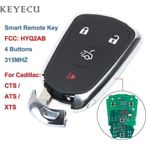 Keyecu 4 Buttons Smart Remote Car Key Fob 315MHz for Cadillac ATS XTS CTS 2014 2015 2016 2017 2018, FCC: HYQ2AB
