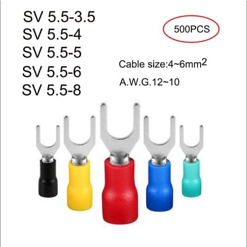Pre-insulated wire nose set copper insulated ringspade terminal SV 5.5-3.5/4/5/6/8 A.W.G.12-10 Imax 48A cable size 4-6mm2