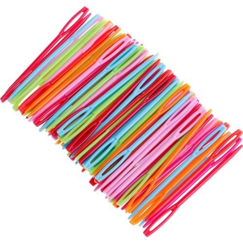 20/100pcs Crochet Hooks DIY Sweater Weaving Tools Knitting Needles Plastic 7CM Muliti-Color Tapestry Wool Yarn Needle