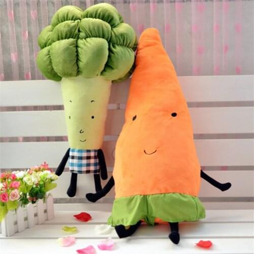 Kawaii creative vegetables plush toys Carrot doll Soft Broccoli Elegant stuffed Animal Sofa Cushion Good birthday present