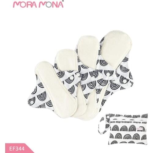 Mora Mona Reusable Women Menstrual Pad Bamboo Fiber Absorbent Mama Cloth Sanitary Napkin With A Waterproof Bag