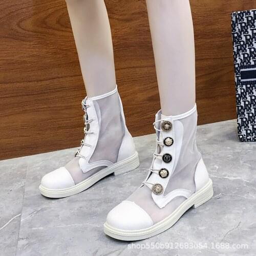 Fashion Back Zipper Women Ankle Boots 2021 Round Head Thick Heels New Boot for Women Leather Wedding Party Flat Women Boots