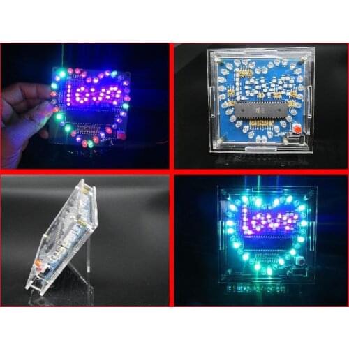 Electronic DIY heart shape led love water lights kits soldering welding learning kit