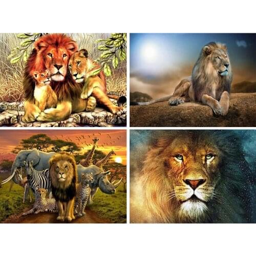 5D DIY Diamond Painting Lion Full Square Drill Cross Stitch Kit Embroidery Mosaic Animals Picture With Rhinestones Home Decor