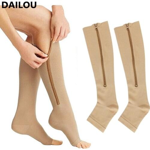 2021 New Women Zipper Compression Socks Functional Burn Fat Slim Sleeping Beauty Leg Shaper Socks Prevent Varicose Veins Socks