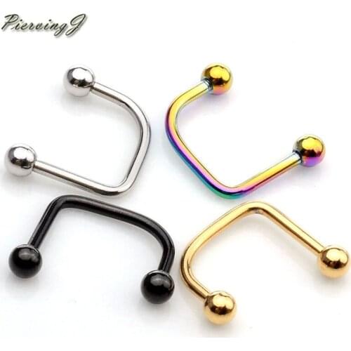 PiercingJ Hot Sale 16G Stainless Steel Ball U Top Lippy Loop Lip Monroe Labret Ring Body Piercing Jewelry Mixed Color