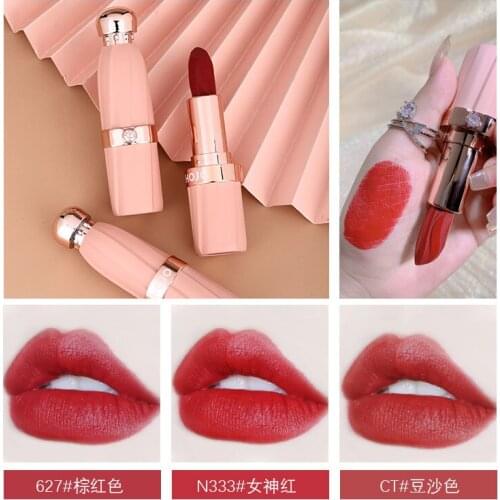 Hojo velvet matte lipstick pencil smooth not dry cream red pink Umbrella shape long lasting waterproof brown red lipstick BN262