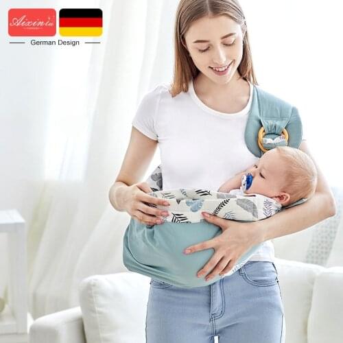 Newborn Sling Dual Use Infant Nursing Cover Carrier Mesh Fabric Breastfeeding Carriers Up To 130 Lbs (0-36M) Baby Wrap