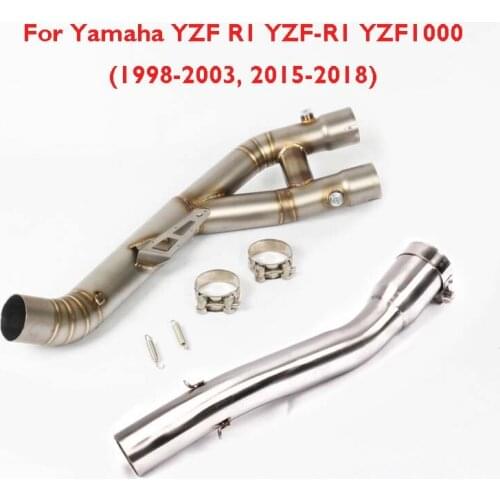 Motorcycle Exhaust Link Pipe Stainless Titanium Exhaust Connect Pipe for Yamaha YZF R1 1998-2002 2015-2018