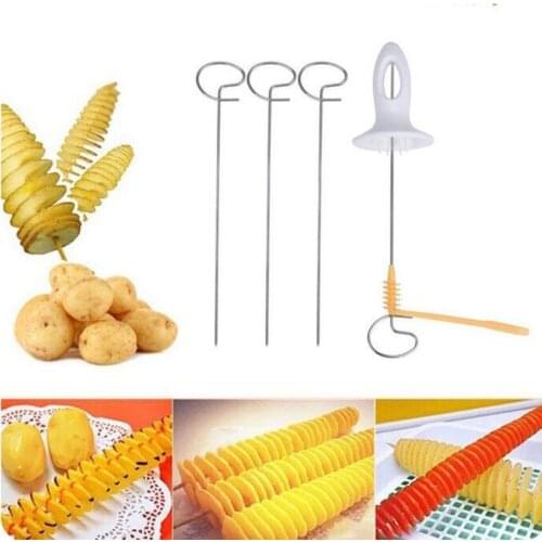 1 Set Tornado Spiral Potato Cutter Stainless Steel Potato Twister Potato Slicer Fried Potatoes Vegetable Spiralizer Kitchen Tool