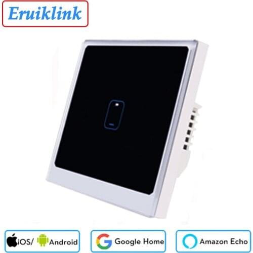 EU/UK Standard eWelink APP Control Light Switch, 1Gang Remote Control Switch Screen Light Switch Crystal Glass Panel smart home