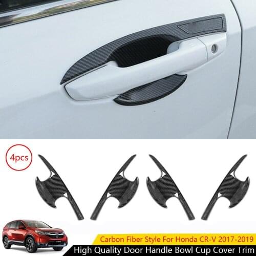 Carbon Fiber Style Exterior Door Handle Bowl Cover Trim For Honda CRV 2017-2019 Car modification Auto parts