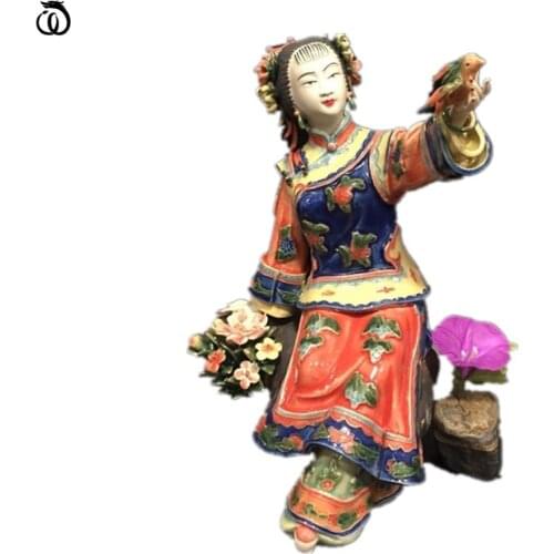 WU CHEN LONG Classical Pottery Beauty Lady Art Sculpture Beautiful Women Figure Statue Ceramic Craft Home Decoration Gift R6129