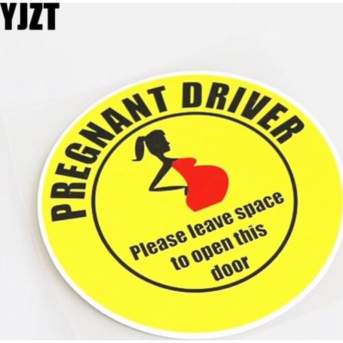 YJZT 12.8CM*12.8CM Fashion Pregnant Driver PVC Car Window Sticker Decal Decor 13-1096