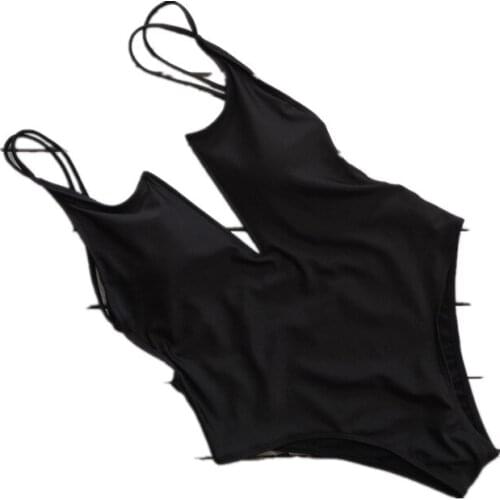 Women Swimwear One Piece Swimsuit Deep V Bath Suits Black Thong Bikini High Waisted Bathing Suit Monokini Swim wear