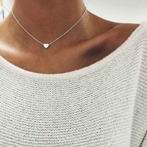 Love Heart Chocker Silver color Chain Choker Necklace For Women Necklaces Pendants Collares Mujer collier femme joyas collana
