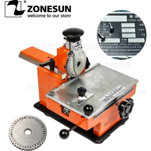 ZONESUN semi-automatic metal nameplate marking machine , label engrave tool,emboss variable parameters,1 gear