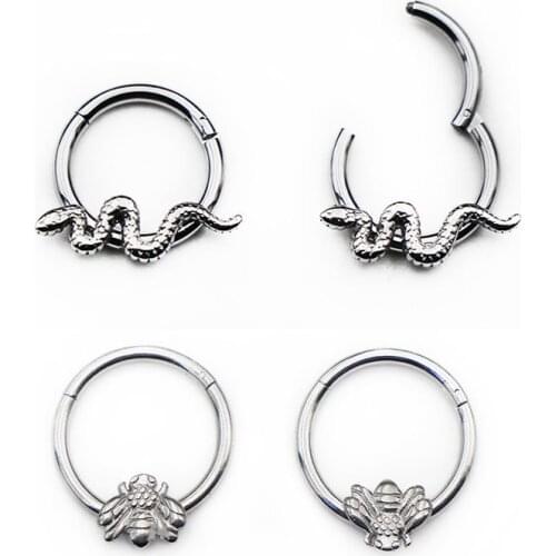1PC 100% Steel Cartilage Earring Septum Clicker Nose Ring Hoop Tragus Helix Rook Earrings Septum Ring Body Piercing Jewelry