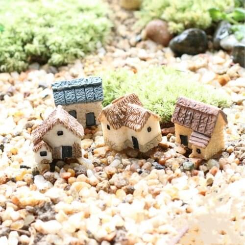 1PC Random Color Mini Small House Cottages DIY Toys Crafts Figure Moss Terrarium Fairy Garden Ornament Landscape Decor Dollhouse
