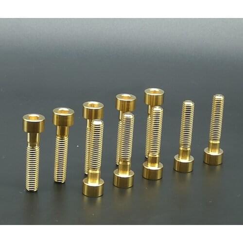 10pcs M6*30mm Golden Ti Titanium Column Head Bolts For Bicycle Headset Stem Cap Bolts MTB Mountain Bike Road Bike Screws M6x30mm
