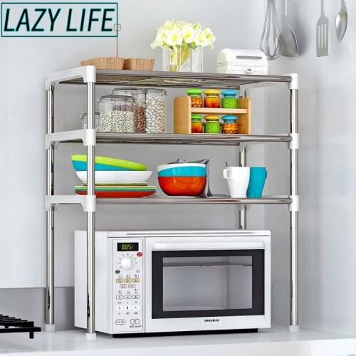 2/3 Layer Microwave Oven Shelf Stainless Steel Vertical Spice Shower Gel Debris Storage Rack Bathroom Kitchen Accessories