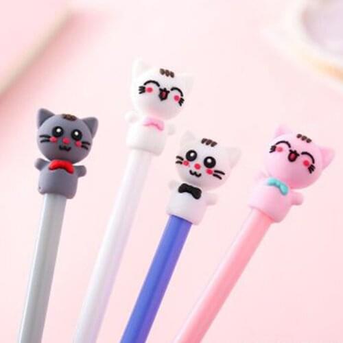 20 Pcs Cute Cat Gel Ink Pen Cartoon Neutral Pen Wholesale Stationery Office Supplies Students Gifts Prizes