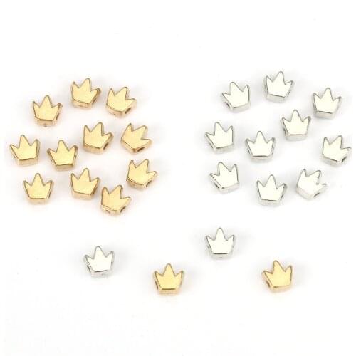 200pcs 6*5mm Inside Hole CCB Crown Gold Silver Color Loose Spacer Acrylic Beads DIY Jewelry Making Finding Charm Beads Wholesale