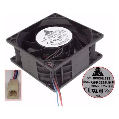 Delta Electronics QFR0924UHE F001 DC 24V 1.20A 90x90x38mm 3-Wire Server Cooling Fan