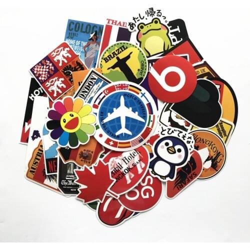 40pcs/Lot BIG mixed 2021 Style Travel Hotel For Skateboard Laptop Luggage Fridge Phone Styling home doodle DIY Sticker