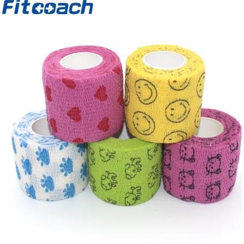 5cm*4.5m one pcs Cohesive Flexible Bandage Cotton Cohesive Bandage sports tape Mixed Color Self Adhesive elastic bandage