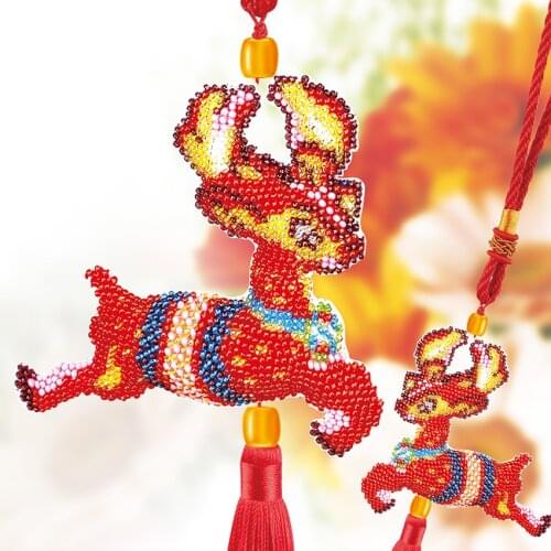 Key Chain Accessories Stamped Crafts DIY Printed Cross-Stitching-Kit Embroidery Stich-Bead Needlework AH028