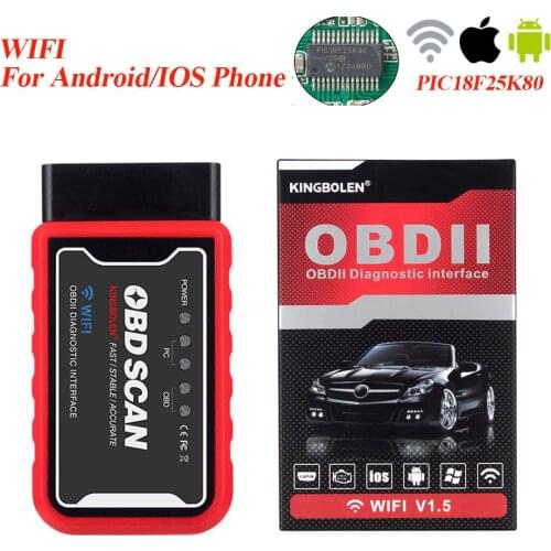 ELM327 WiFi V1.5 PIC18F25K80 Chip OBDII Diagnostic Tool IPhone/Android ELM 327 OBDSCAN Auto Tester OBD 2 Scanner Car Code Reader