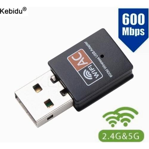 Kebidu Wireless 600Mbps USB WiFi Adapter 2.4GHz 5GHz Antenna for PC Mini Computer Network Card Receiver Dual Band 802.11b/n/g/ac