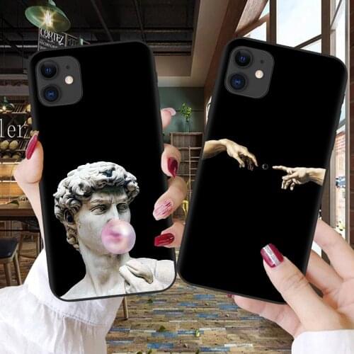 Funny Statue Abstract Art Phone Case For Fundas iPhone 12 11 Pro Max X XR XS Max 8 7 6 6S Plus Mona Lisa Cover Shell Etui Coque