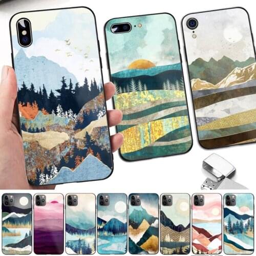 FHNBLJ Mountain Forest Marble Moon Sun Phone Case for iPhone 8 7 6 6S Plus X 5S SE 2020 XR 11 12 pro XS MAX