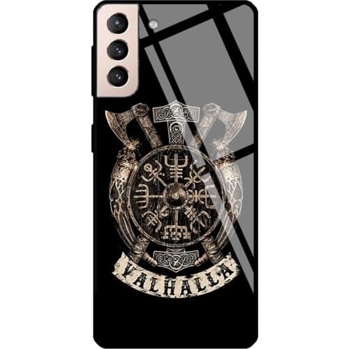 Viking Valhalla Norse Mythology Tempered Glass Case For Samsung Galaxy S21 Ultra Note 20 S8 S9 S10 Note 10 Plus S20 FE