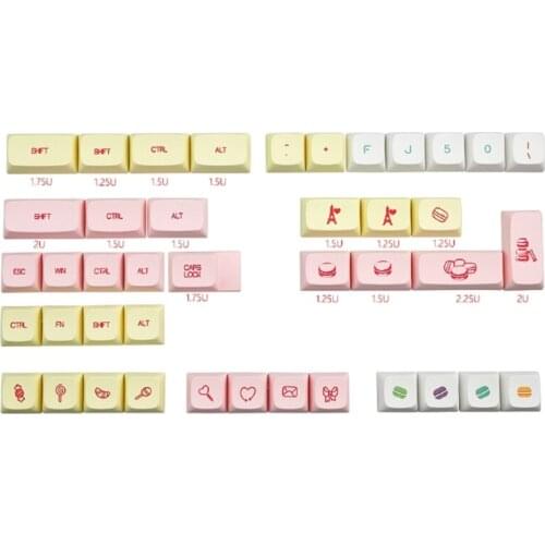 H7JF 146Keys PBT Keycaps XDA Profile DYE-SUB Keycap for cherry MX Switch Mechanical Keyboard Macaron Theme Keycap