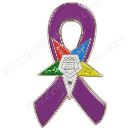 General Cancer Awareness Eastern Star OES Lavender Ribbon Lapel Pins