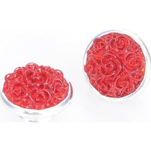 Miasol Resin Rose Cabochon Setting Jewelpops With Rubber Ring Snap Charm For Diy Charm Bracelets Necklace Ring Jewelry Making